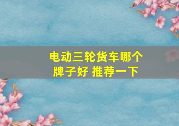 电动三轮货车哪个牌子好 推荐一下